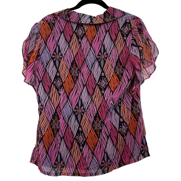 NWT Bob Mackie Silk Button Up Blouse Wearable Art Vibrant Shirt Size S - Picture 7 of 10